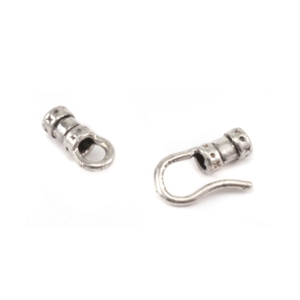 Chain & Clasps Silver Plated Hook and Eye Clasp with Pinch Ends, 1.5 ID,